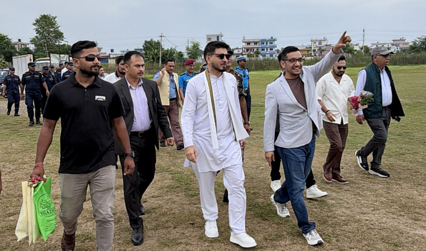 फाप्ला क्रिकेट रंगशाला निर्माणलाई गति दिन पूर्वाधार विकास मन्त्री लम्सालको स्थलगत निरीक्षण