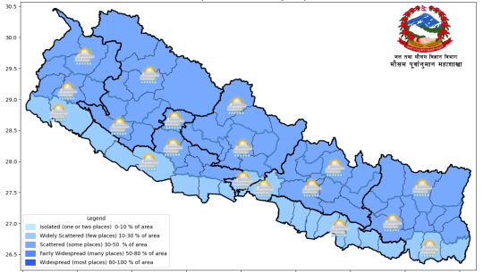 जलवाष्पयुक्त हावाको प्रभाव बढेसँगै मनसुन केही सक्रिय
