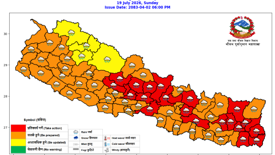 मनसुनको प्रभाव बढ्यो, विभिन्न प्रदेशमा भारी वर्षाको सम्भावना