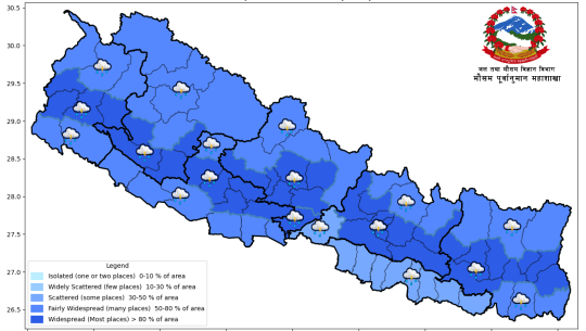 मनसुन सक्रिय, देशका केही स्थानमा भारी वर्षाको पूर्वानुमान