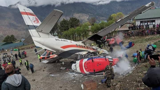 Three dead after an aircraft collides with a helicopter in Lukla