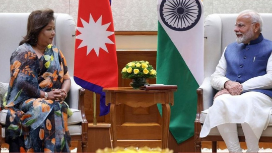 परराष्ट्रमन्त्री राणाको भारतीय प्रधानमन्त्री मोदीसँग भेटवार्ता