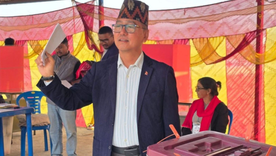 RPP Chairman Rajendra Lingden casts vote in Jhapa-3