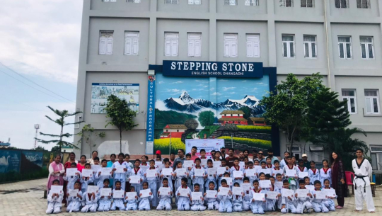 स्टेपिङ्ग स्टोन तेक्वान्दो डोजाङ्गमा जुनियर बेल्ट ग्रेडिङ्ग सम्पन्न