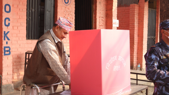 Chief Minister Kamal Bahadur Shah casts vote in Lamkichuha
