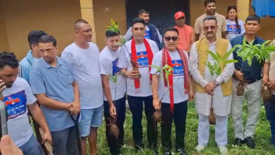 धनगढीको बालमन्दिर परिसरमा राष्ट्रिय युवा संघद्वारा फलफूलका बिरुवा रोपण