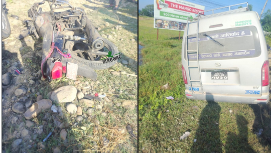 धनगढीमा इभीको ठक्करबाट मोटरसाइकलमा सवार तीन जना घाइते