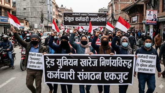 ट्रेड युनियन खारेज निर्णयविरुद्ध कर्मचारी संगठन एकजुट 