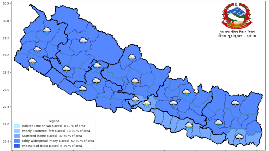 देशभर मनसुन सक्रिय, केही प्रदेशमा भारी वर्षाको सम्भावना