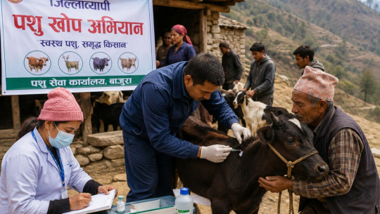 बाजुरामा जिल्लाव्यापी पशु खोप अभियान