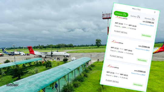 धनगढीको हवाइ भाडा चर्कियो, अधिकतम २२ हजारसम्म
